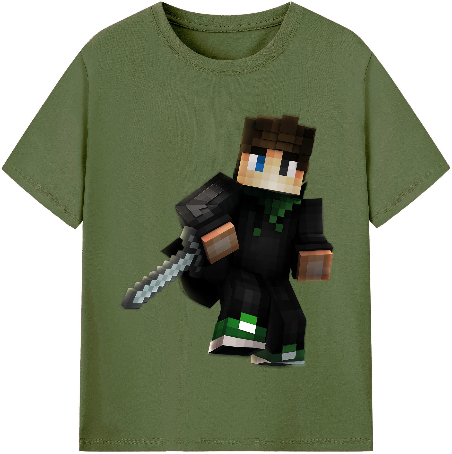 （画像用） マインクラフト ブロックの世界 Minecraft MC Block world 綿100％半袖Tシャツ（フロントプリント）